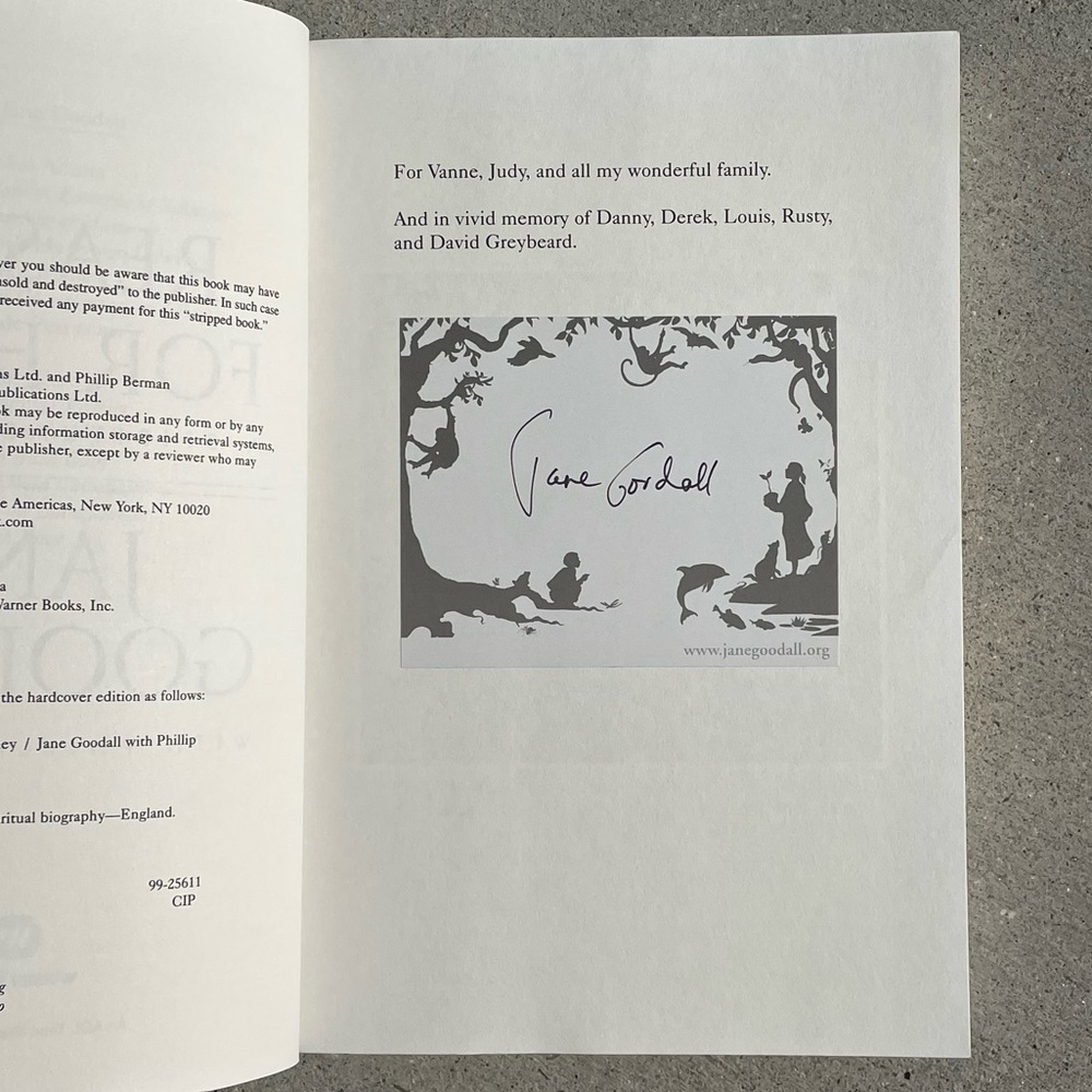 Jane Goodall Signed 1999 Book Reason For Hope Iconic Primatologist Anthropology - Picture 5 of 11